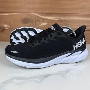 Hoka One One Clifton 8 Running Shoes Black White 1119393 BWHT Mens Size 11D